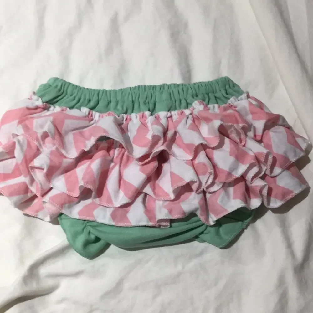 Swing open back ruffle tie top w/ diaper cover